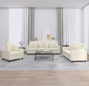 Maison Exclusive – 3-dielna sedacia súprava s vankúšmi, krémový zamat