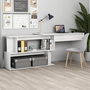 Maison Exclusive - Rohový písací stôl, vysoký lesk, biela farba, 200 x 50 x 76 cm, drevený materiál