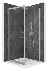 Sprchový kút 80x80cm s otonými dverami, strieborné sklo ESG 6 mm + povrchová úprava