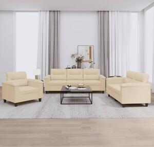 Maison Exclusive – 3-dielna sedacia súprava s vankúšmi, krémová mikrovlákna