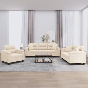 Maison Exclusive – 3-dielna sedacia súprava s vankúšmi, béžová mikrovlákna