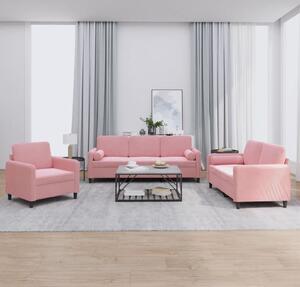 Maison Exclusive – 3-dielna sedacia súprava s vankúšmi z ružového zamatu