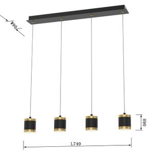 Wofi 7003-404 - LED stmievateľný závesný luster TOULOUSE 4xLED/8,5W/230V čierna/zlatá