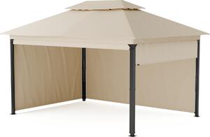 Blumfeldt Grandezza Cortina altánok 3x4 m - oceľový rám, rolovacie bočné panely, odolný voči poveternostným vplyvom, UV ochrana, záhradný altánok, béžový