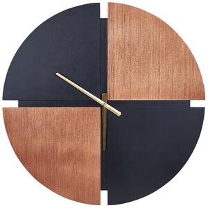 Nástenné hodiny svetlé drevo a čierna MDF rám 60 cm okrúhle klasický dizajn bytové doplnky obývačka spálňa