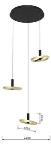 Wofi 5016-304 - LED Stmievateľný luster na lanku BREST LED/26W/230V čierna/zlatá