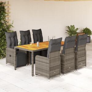 Maison Exclusive – 7-dielna záhradná bistro sada s vankúmi, sivá, polyratan