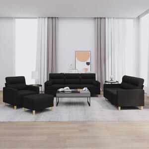 Maison Exclusive – 4-dielna sedacia súprava s vankúmi, ierna látka