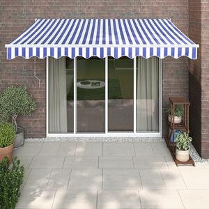 Maison Exclusive – Manuálna markíza, 3,5 x 2,5 m, modro-biela, 100% polyester