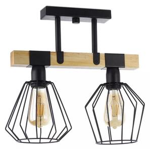 Prisadený luster CAMEROON 2xE27/60W/230V čierna/drevo