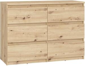 Komoda CHELSEA 6 zásuviek - 110 x 42,2 x 79,9 - dub remeselný