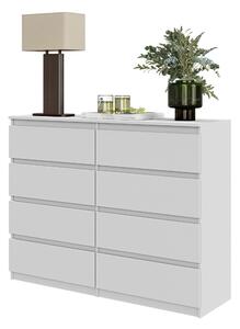 FURNICA - GABRIEL - Komoda s 8 zásuvkami - biela matná V92cm Š120cm H33cm