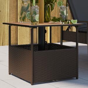 Maison Exclusive - Záhradný stôl s otvorom na slneník Hnedý 55x55x46,5 cm Poly ratan