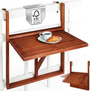 CASARIA® Balkónový stôl skladací z dreva odolného voči poveternostným vplyvom s certifikátom FSC® nosnosť 40 kg 65x45 cm skladací stôl balkón záhradný stôl zábradlie terasa agát