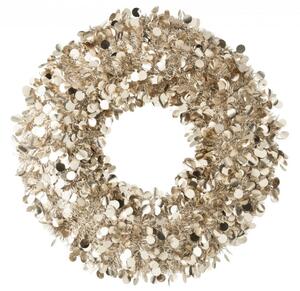 Champagne veľký lesklý vianočný veniec Sparkling XL – 75*75*7 cm - J-Line by Jolipa