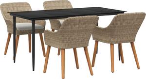 Maison Exclusive - Záhradný jedálenský set s vankúom 5 pcs Béová polyratan