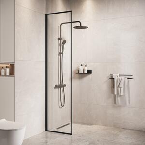 Badplaats Sprchová Zástena Georgia 40 x 200 cm - ierna - Walk-In Sprchový Kút 8 mm Bezpenostné Sklo