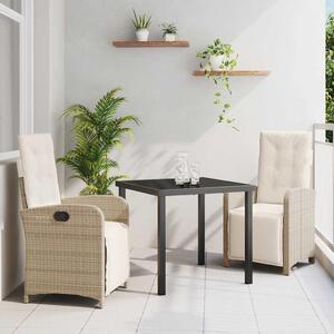 Maison Exclusive – Záhradná jedálenská súprava, 3 kusy, béžová, umelý ratan