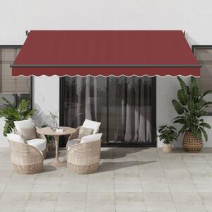 Maison Exclusive – Manuálna markíza, 4 x 3,5 m, bordová farba, 100% polyester