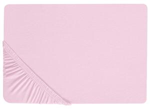 Napínacie prestieradlo ružové bavlnené 140 x 200 cm elastické okraje klasická posteľná plachta textílie do spálne