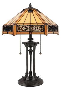 Elstead QZ-INDUS-TL - Stolová lampa INDUS 2xE27/60W/230V jantárové sklo