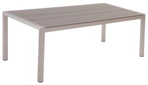 Jedálenský stôl sivý plastové drevo strieborný hliníkový rám pre 6 osôb 180 x 90 cm moderný dizajn