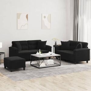 Maison Exclusive – 3-dielna sedacia súprava s vankúmi, ierna mikrovlákna