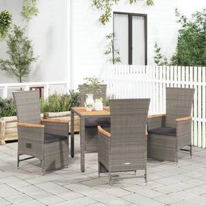 Maison Exclusive – 5-dielna záhradná jedálenská súprava s vankúmi, sivá, polyratan