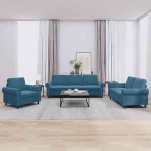 Maison Exclusive – 3-dielna sedacia súprava s vankúmi, modrý zamat
