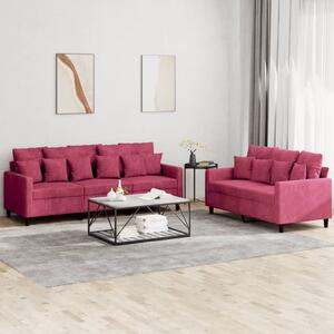 Maison Exclusive – 2-dielna sedacia súprava s vankúmi z vínovoerveného zamatu