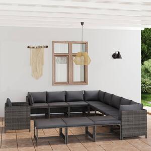 Maison Exclusive – 12-dielna záhradná súprava s vankúmi z polyrotangu, sivá