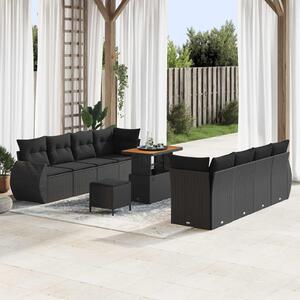 Maison Exclusive - Záhradný nábytok s vankúmi 11 ks ierny Poly-rattan