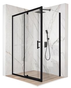 Sprchový kút 110x80cm otoné dvere ierne ESG 6mm sklo + povrchová úprava