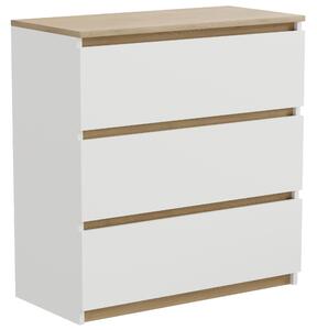 Komoda - 60x77x37 cm - biela - s 3 zásuvkami - stabilná - moderná - do obývačky spálne