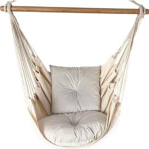 Love Gifts® Závesné kreslo s 2 vankúšmi a sadou háčikov na strop 130/100 cm - nosnosť 150 kg, závesné kreslo pre dospelých a deti, závesné kreslo do interiéru