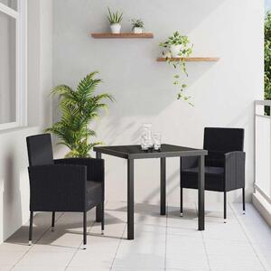 Maison Exclusive - Záhradná jedálenská súprava s vankúmi 3 ks ierna Poly-rattan