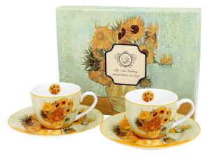 Duo Súprava 2 ks porcelánových hrnčekov Van Gogh Sunflowers 90 ml viacfarebná