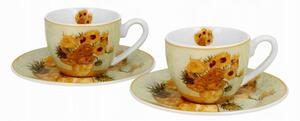 Duo Súprava 2 ks porcelánových hrnčekov Van Gogh Sunflowers 90 ml viacfarebná