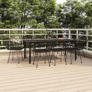 Maison Exclusive – 9-dielna záhradná jedálenská súprava, ierna, polyratan