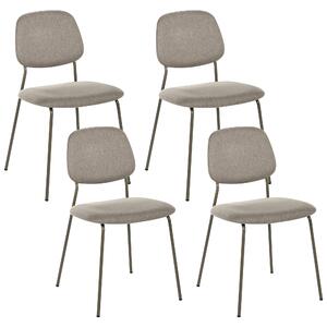 Sada 4 jedálenských stoličiek sivobéžový polyester železné nohy ochranné podložky moderný minimalistický dizajn jedáleň