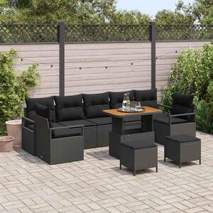 Maison Exclusive - Záhradný nábytok s vankúmi 10 ks ierny Poly-rattan