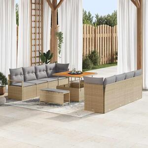 Maison Exclusive - Záhradný nábytok s vankúmi 11 ks Béový Poly-rattan
