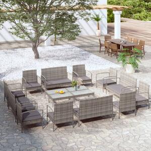 Maison Exclusive – 16-dielna záhradná súprava s vankúmi, poly ratan, sivá