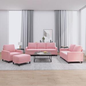 Maison Exclusive – 4-dielna sedacia súprava s vankúšmi z ružového zamatu