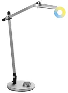 Stolná LED lampa strieborná ABS multifunkčná otočné rameno plynulé stmievanie 3 farby svetla oneskorené vypnutie moderný štýl kancelária