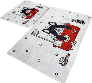L'essentiel Súprava 2 kusov kúpeľňových predložiek Dogs Shower sivá