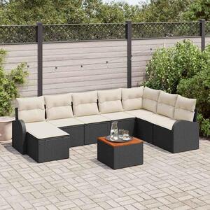 Maison Exclusive - Záhradný nábytok s úloným priestorom 9 ks ierna a krémová Poly-rattan