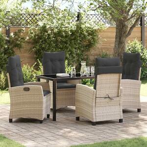 Maison Exclusive - Záhradná jedálenská súprava s vankúmi 5 ks Svetloedá Poly-rattan