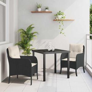 Maison Exclusive – Záhradná jedálenská súprava, 3 kusy, čierna, umelý ratan