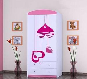 BDW Šatníková skriňa, 2 dvere, 2 zásuvky, Šatníková skriňa, 180x90 cm, Rose